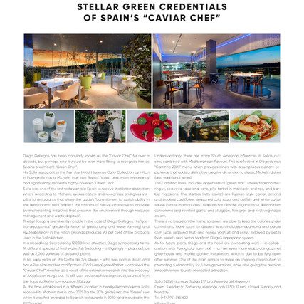 Foto Stellar Green Credentials of Spain's "Caviar Chef"